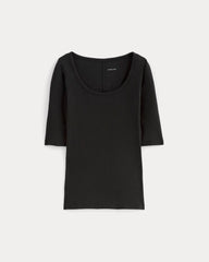 womens-supima-micro-rib-scoop-neck-tee-black | alt
