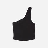 womens-ribbed-one-shoulder-tank-black | alt