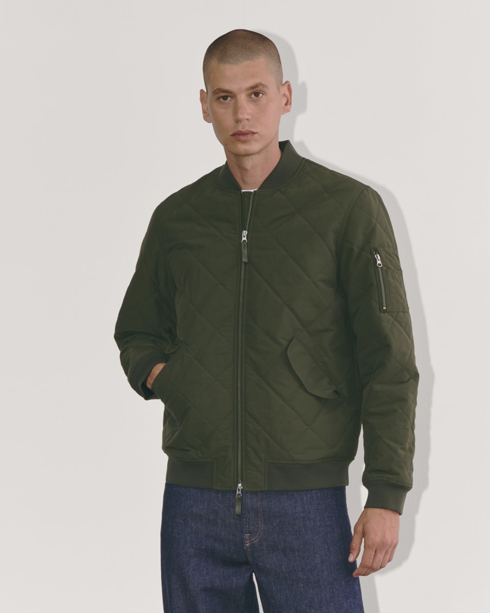 mens-diamond-quilt-bomber-dark-forest | primary