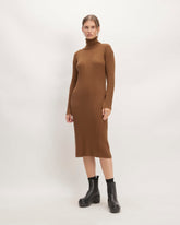 womens-cotton-merino-turtleneck-dress-camel | primary