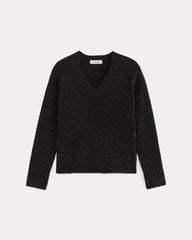 womens-v-neck-sweater-plush-cotton-black-confetti | alt