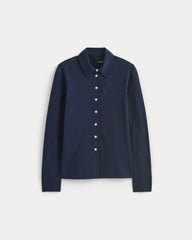 womens-button-up-shirt-essential-cotton-navy | alt