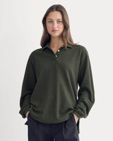 womens-oversized-pique-polo-dark-green | primary