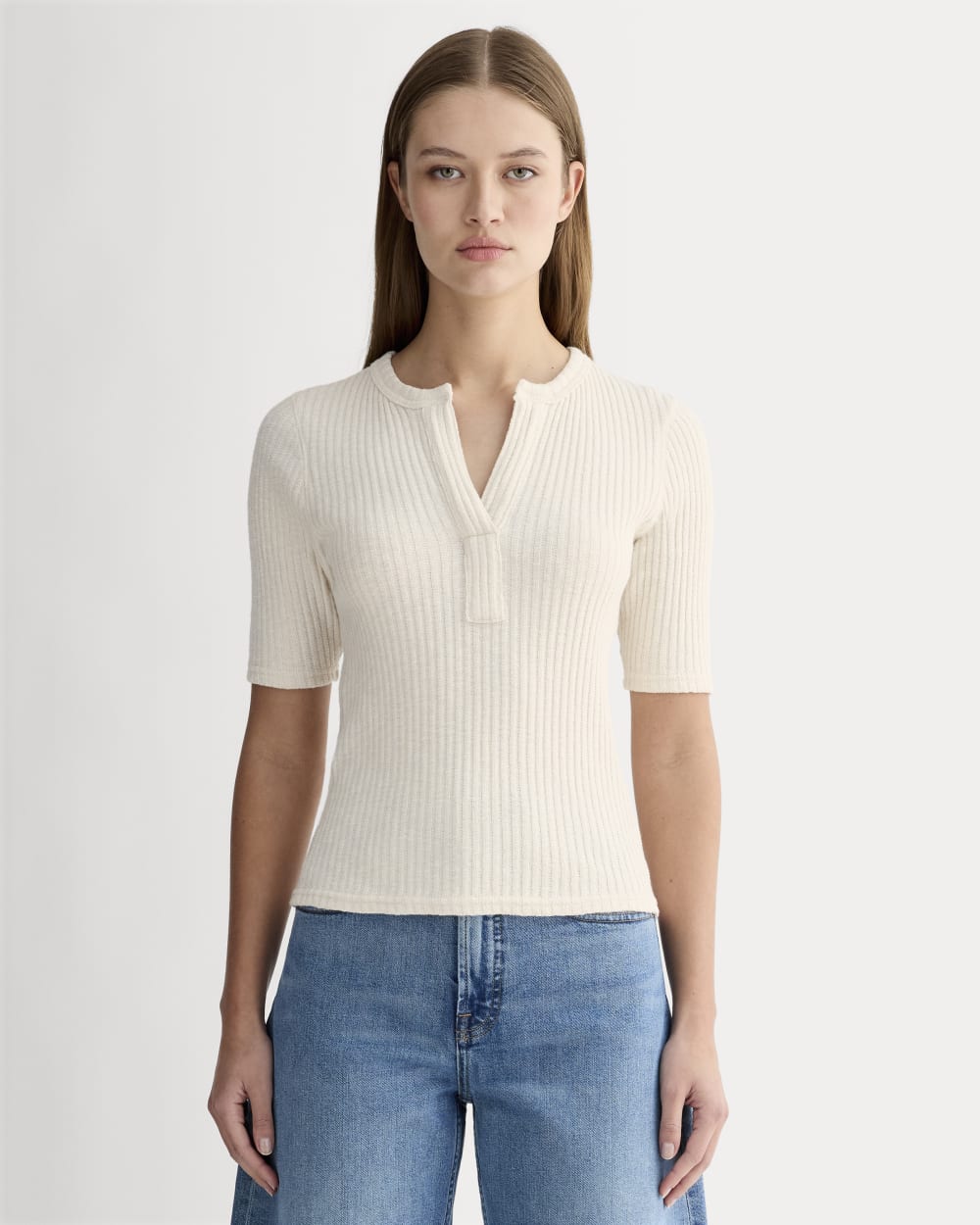 womens-rib-knit-short-sleeve-henley-bone | primary