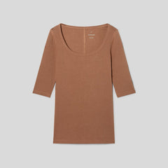 womens-pima-micro-rib-scoop-neck-cocoa-brown | alt