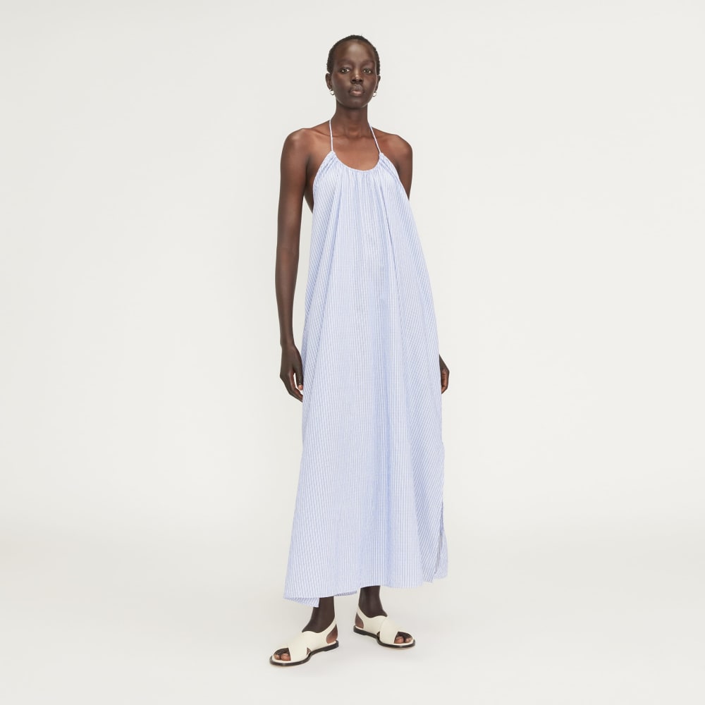 womens-tie-back-halter-dress-mazarine-blue-white | primary