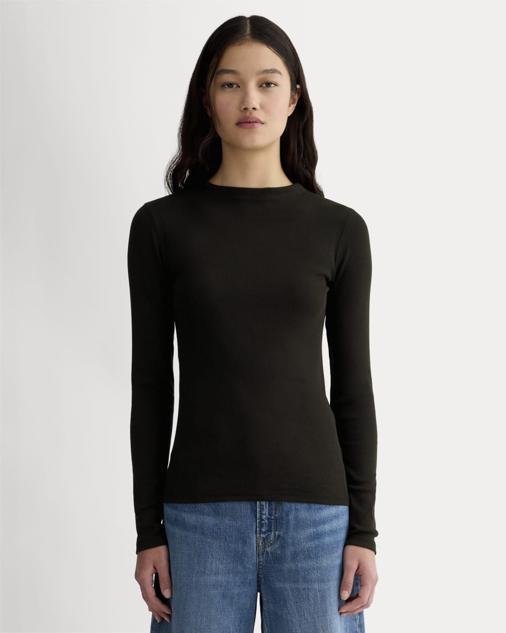 womens-luxe-rib-funnel-neck-tee-black | primary