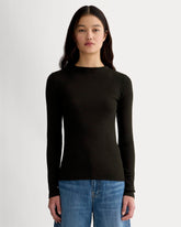 womens-luxe-rib-funnel-neck-tee-black | primary