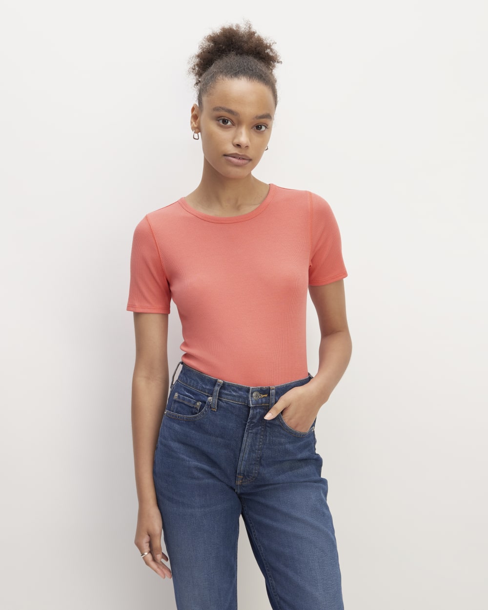 womens-supima-micro-rib-ss-crew-coral | primary