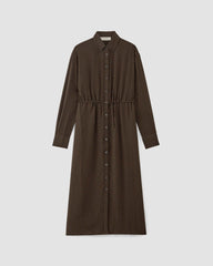 womens-mini-jacquard-stripe-shirt-dress-cocoa-black | alt