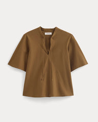 womens-gauze-tie-front-shirt-toffee | alt