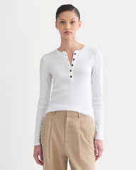 womens-luxe-rib-henley-white | primary