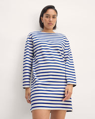 womens-organic-cotton-striped-tee-dress-bone-mazarine-blue