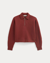 womens-luxe-fleece-zip-polo-merlot | alt
