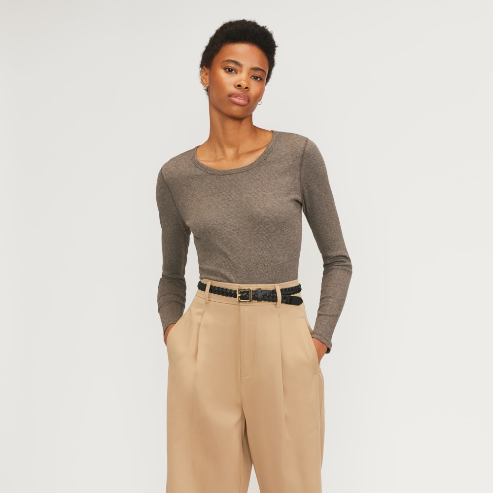 womens-cropped-supima-rib-ls-crew-heather-fatigue | primary