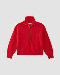 womens-felted-merino-halfzip-sweater-classic-red | alt