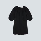 womens-seersucker-puff-sleeve-dress-black