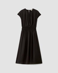 womens-viscose-gathered-midi-dress-black | alt