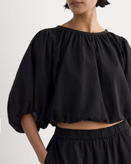 womens-gauze-puff-sleeve-top-black