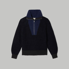 womens-luxe-teddy-ovr-half-zip-sweater-black-ocean | alt