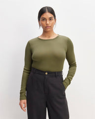 womens-supima-rib-long-sleeve-crew-kalamata | primary