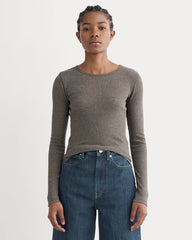 womens-supima-rib-long-sleeve-crew-heathered-fatigue | primary
