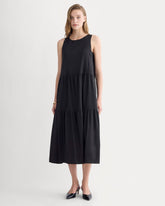 womens-tiered-dress-in-stretch-linen-black | primary
