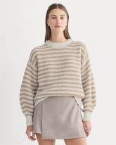 womens-alpaca-ribbed-cocoon-crew-mallow-heather-camel-stripe | primary