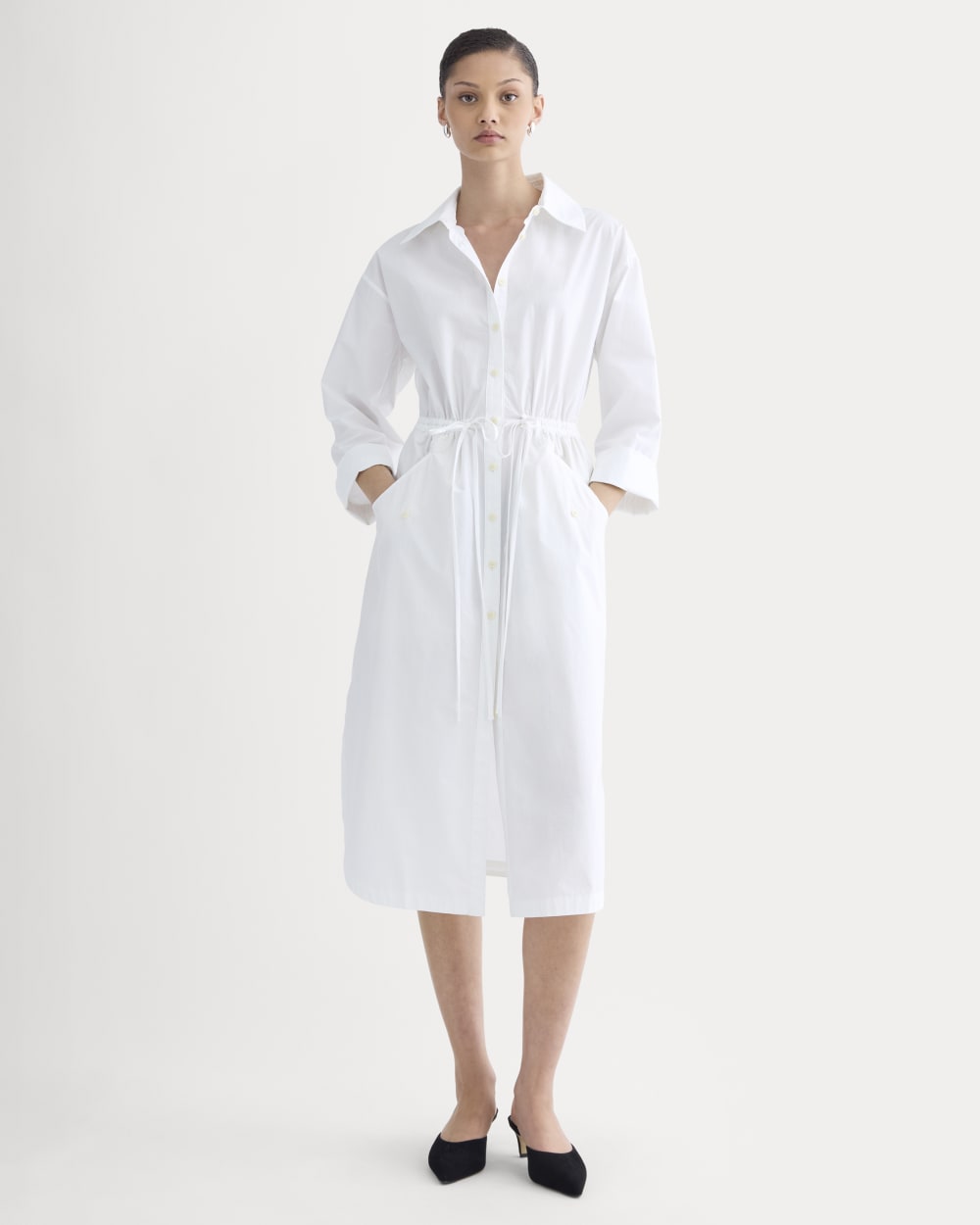 womens-drawcord-shirtdress-soft-cotton-white | primary
