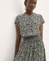 womens-viscose-gathered-midi-dress-black-bone-mini-floral | primary