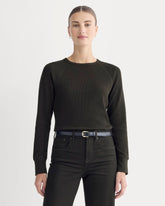 womens-slim-fit-crew-in-cozy-waffle-black | primary