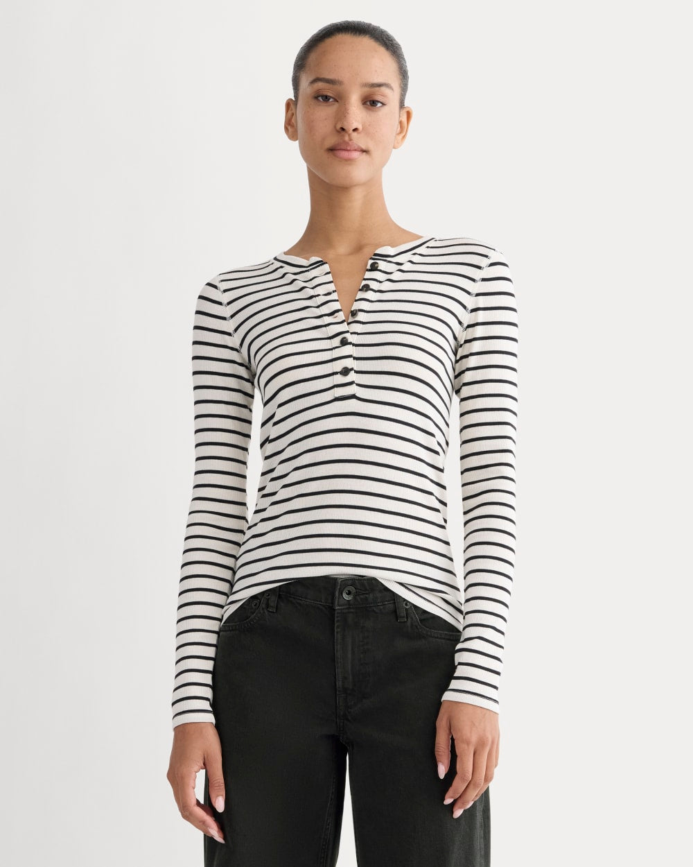 womens-luxe-rib-henley-bone-black | primary