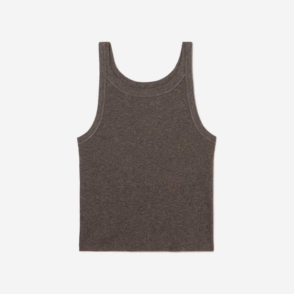 womens-cropped-pima-rib-tank-hthr-fatigue | alt