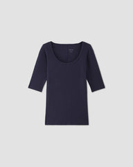 womens-supima-micro-rib-scoop-neck-navy | alt