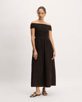 womens-gauze-off-shoulder-dress-black | primary