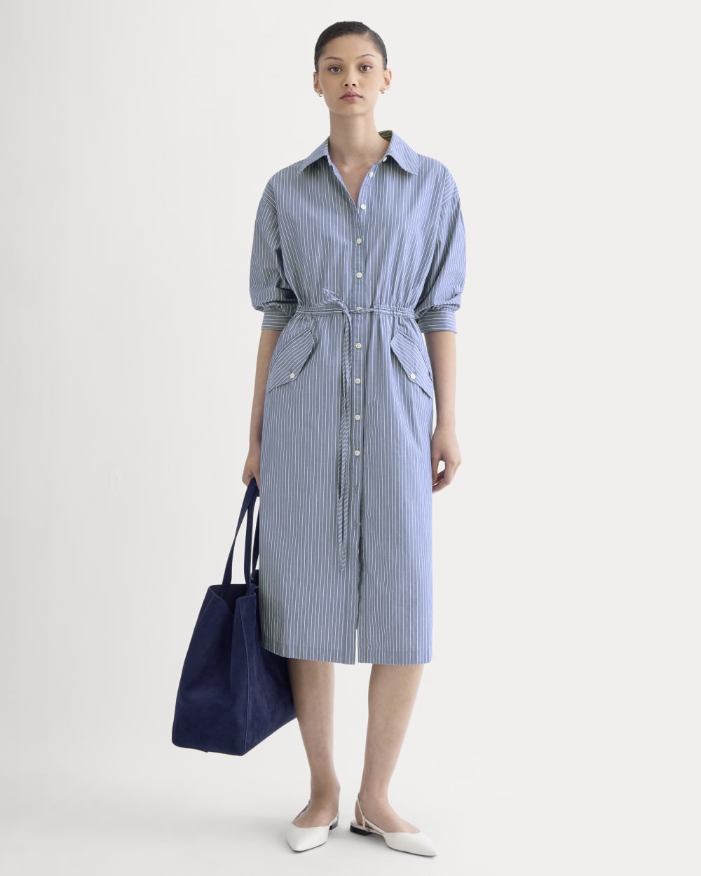 womens-drawcord-shirtdress-soft-cotton-mazarine-blue-optic-white | primary