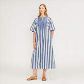 womens-poplin-caftan-dress-mazarine-blue-bone | primary