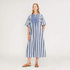 womens-poplin-caftan-dress-mazarine-blue-bone | primary