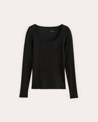 womens-pima-micro-rib-long-sleeve-tee-black | alt