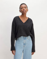 womens-cozy-stretch-v-neck-sweater-charcoal | primary