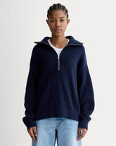 womens-cotton-half-zip-sweater-navy | primary