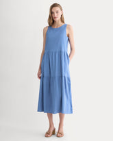 womens-tiered-dress-in-stretch-linen-bluebell | primary