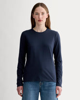 womens-essential-slim-long-sleeve-crew-navy | primary