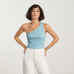 womens-ribbed-one-shoulder-tank-ice-blue | primary