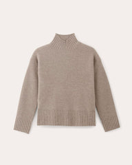 womens-wool-cashmere-honeycomb-funnel-sweater-oatmeal | alt