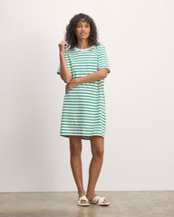 womens-organic-weekend-tee-dress-bone-grass-green | primary