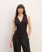 womens-rib-wrap-top-black | primary