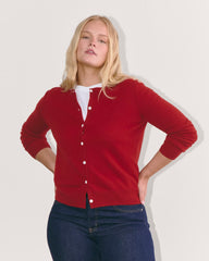 womens-cashmere-classic-crew-cardigan-berry-red | primary