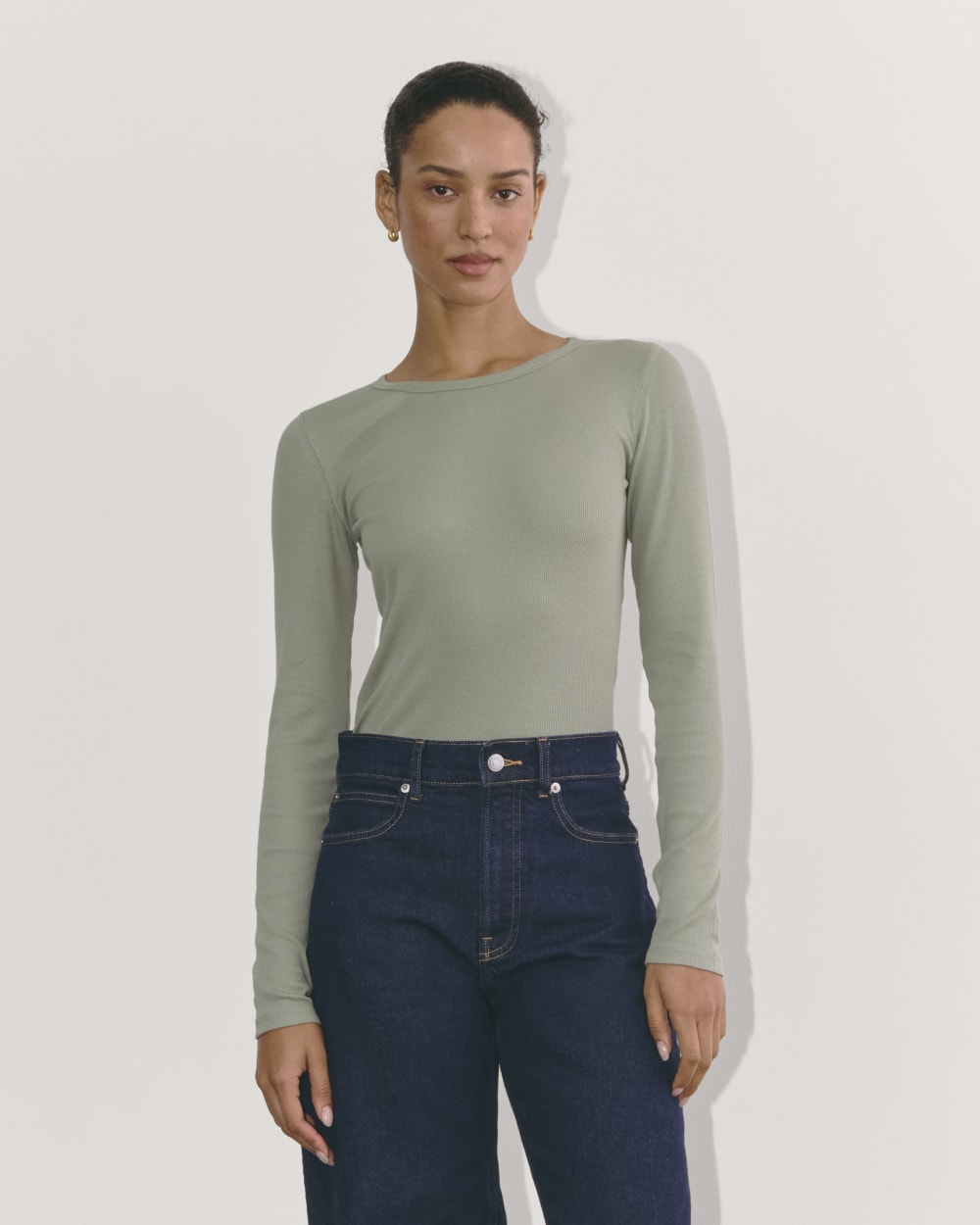womens-supima-rib-long-sleeve-crew-sage-green | primary