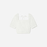 womens-eyelet-puff-sleeve-top-white | alt